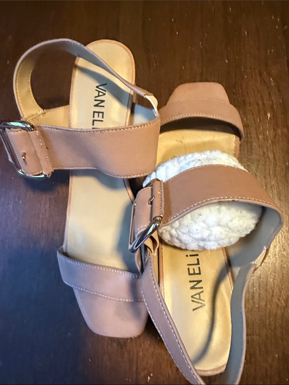 Vaneli Taupe Buckle-Strap Open-Toe Sandals